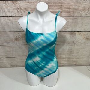 Kona Sol Small Aqua Tie Dye Teal One Piece Swimsuit
